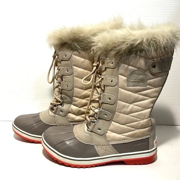 SOREL TOFFINO II Waterproof Quilted Faux Fur Cuffs Lace Up Winter Snow Boots 9.5 - Picture 6 of 16